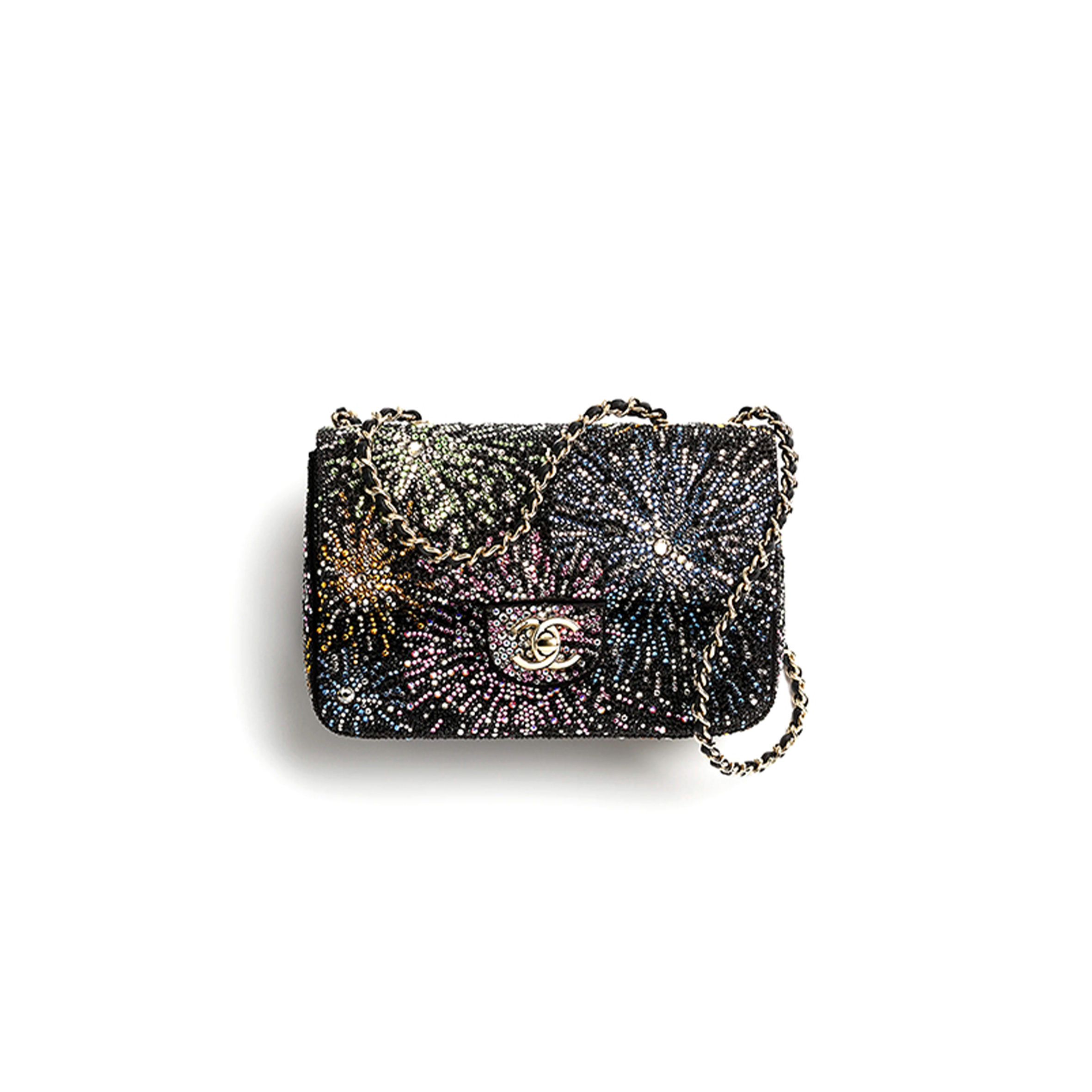 CHANEL EVENING BAG STRASS & GOLD-TONE METAL BLACK & MULTICOLOUR AS4297 (21*13*8cm)